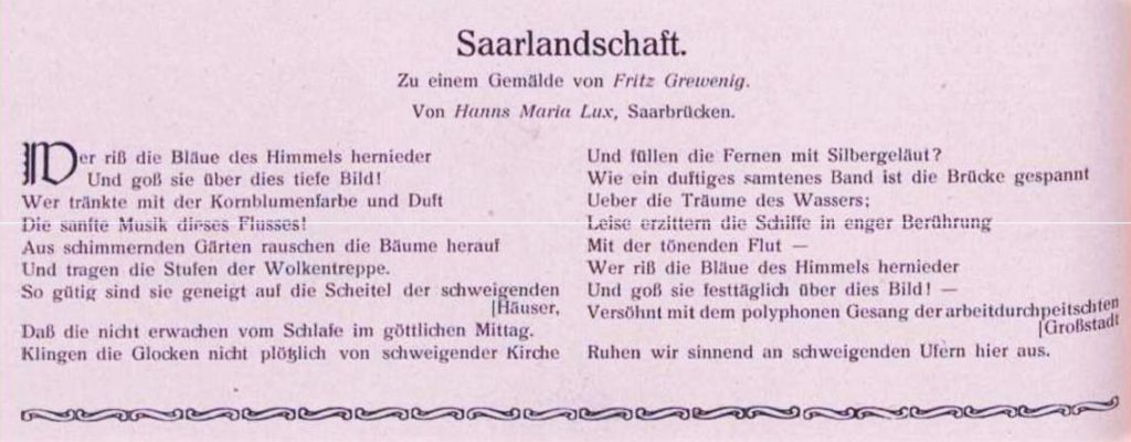 Diese Beschreibung in Gedichtform aus dem Anfang des vorigen Jahrhunderts könnte man auch auf das Bild von der Friedrich Heinrich Brücke beziehen.