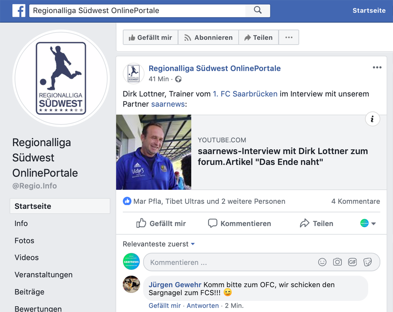In eigener Sache saarnews kooperiert mit Regionalliga Südwest Onlineportale saarnews