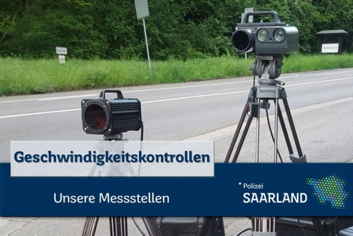 Geschwindigkeitskontrollen im Saarland Ankündigung der Kontrollörtlichkeiten und -zeiten