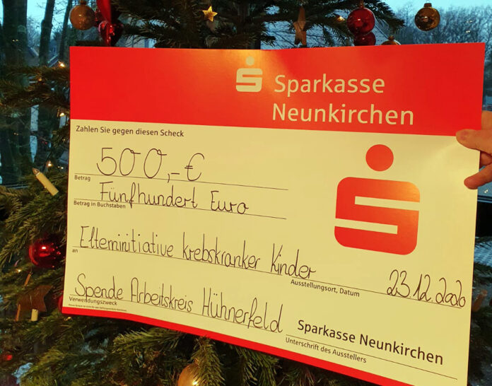 Arbeitskreis Hühnerfelder Kinder spendet auch im Corona-Jahr an Elterninitiative Krebskranker Kinder e.V.