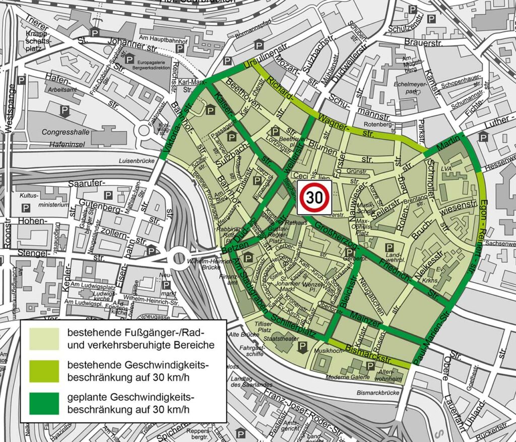 Geplanter Tempo 30 Bereich in der Innenstadt