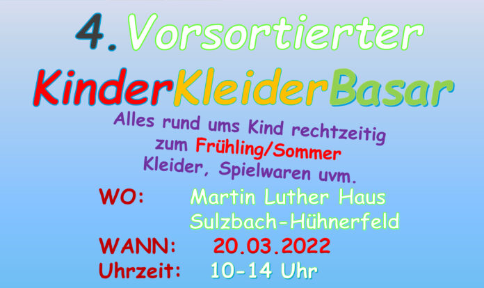 Kinder-Kleiderbasar der Kita „Buntes Leben“ in Sulzbach-Hühnerfeld