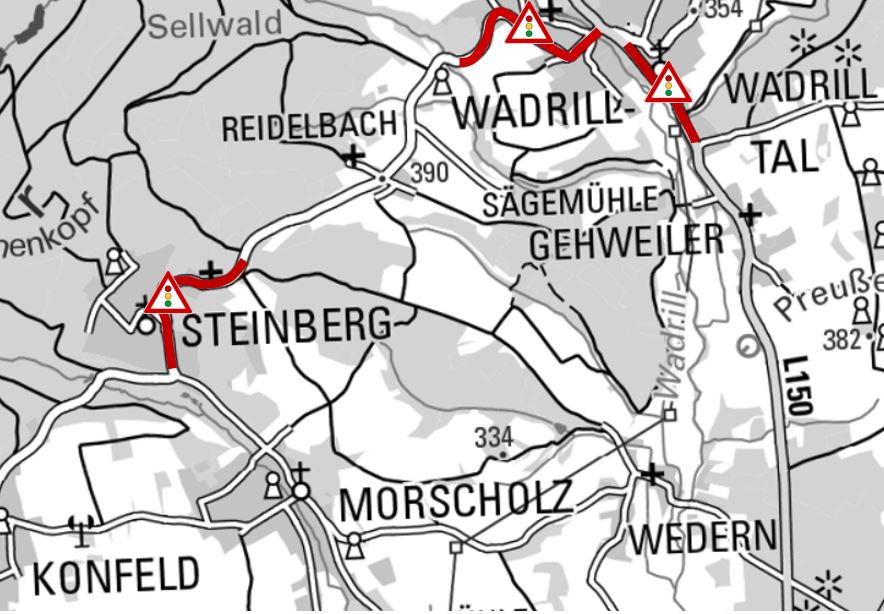L 365 Steinberg und Wadrill sowie L 150 Wadrill Gehweiler
