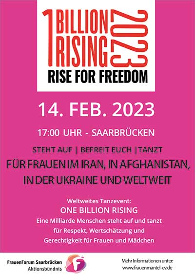 Plakat One Billion Rising 2023 Saarbruecken