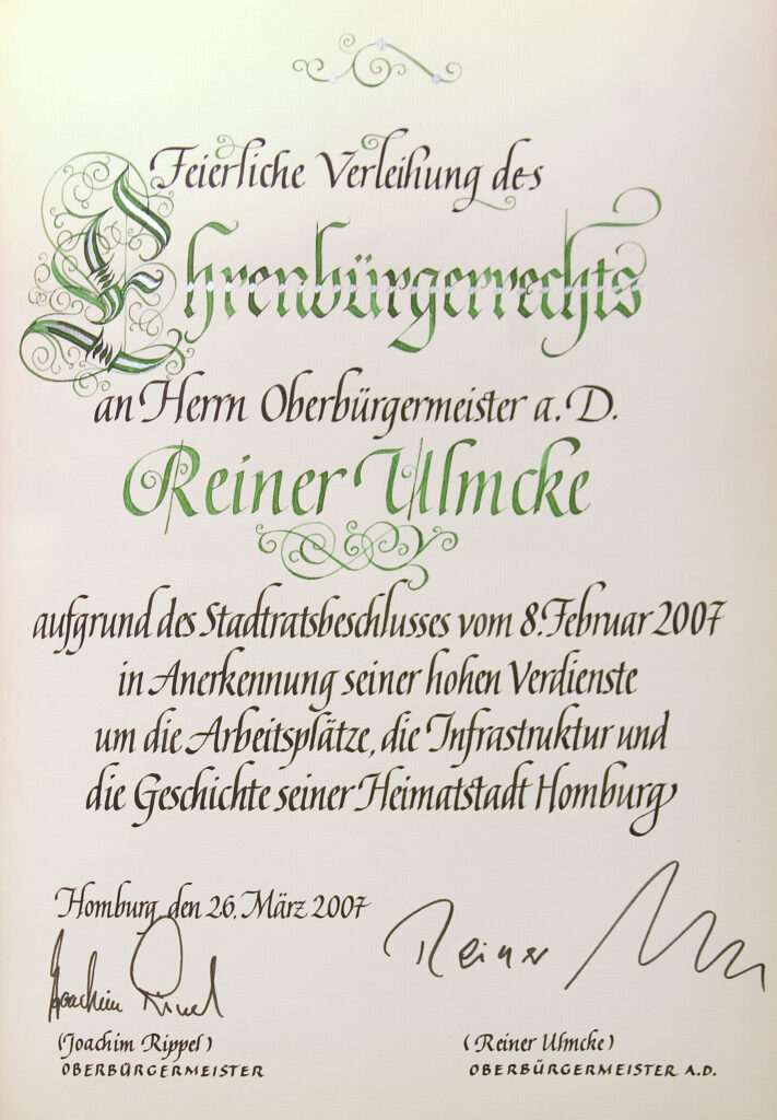 2007 Goldenes Buch Verleihung Ehrenbuergerrecht an Reiner Ulmcke